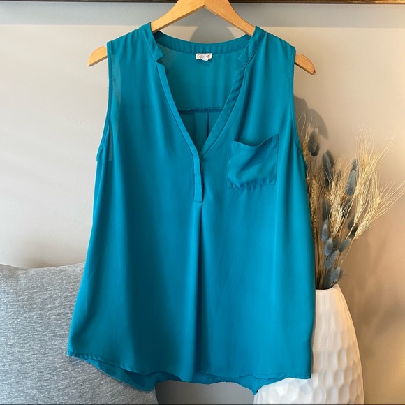 Kismet Teal Sleeveless Blouse Size XL - Picture 1 of 3
